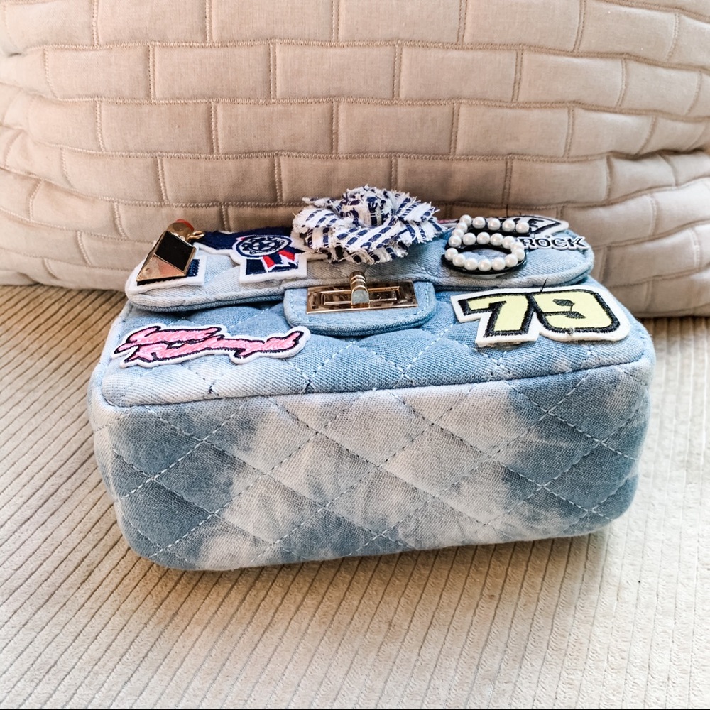 Blue pearl flower shoulder crossbody bag - Picture 7 of 8